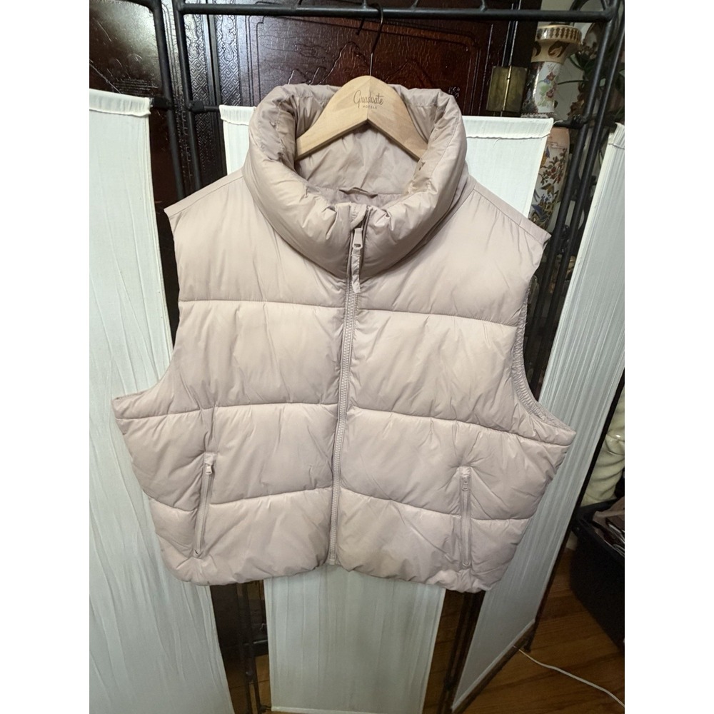 Old Navy Women's XXXL 3X Blush Pink Water-Resistant Puffer Vest Full Zip